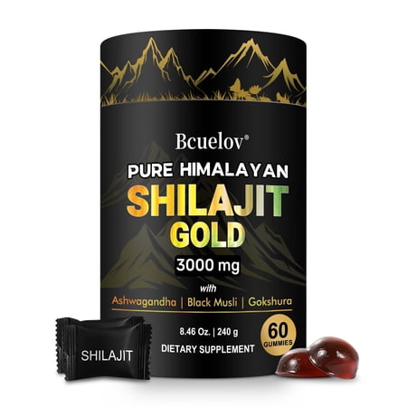 Bcuelov Himalayan Shilajit Gummies, with Ashwagandha, Black Musli and Gokshura, 60 Gummies