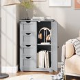 thumbnail image 4 of Gymax Bathroom Floor Storage Cabinet Wooden Freestanding Bathroom Storage Unit w/1 Door & 4 Drawers Grey, 4 of 9