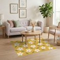 thumbnail image 3 of ODIKA 4'x6' Washable Area Rug Yellow White Blossom Delight Accents Elegant Floral Leafy Touches for Dorm Room, Small Living Stain Resistant Low Profile, Easy Care, 3 of 7