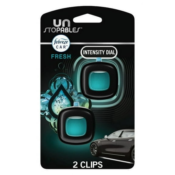 Febreze Car Air Freshener, Odor-Fighting Car Vent Clip, Unstopables Fresh, 2 Count ( 2 Pack )
