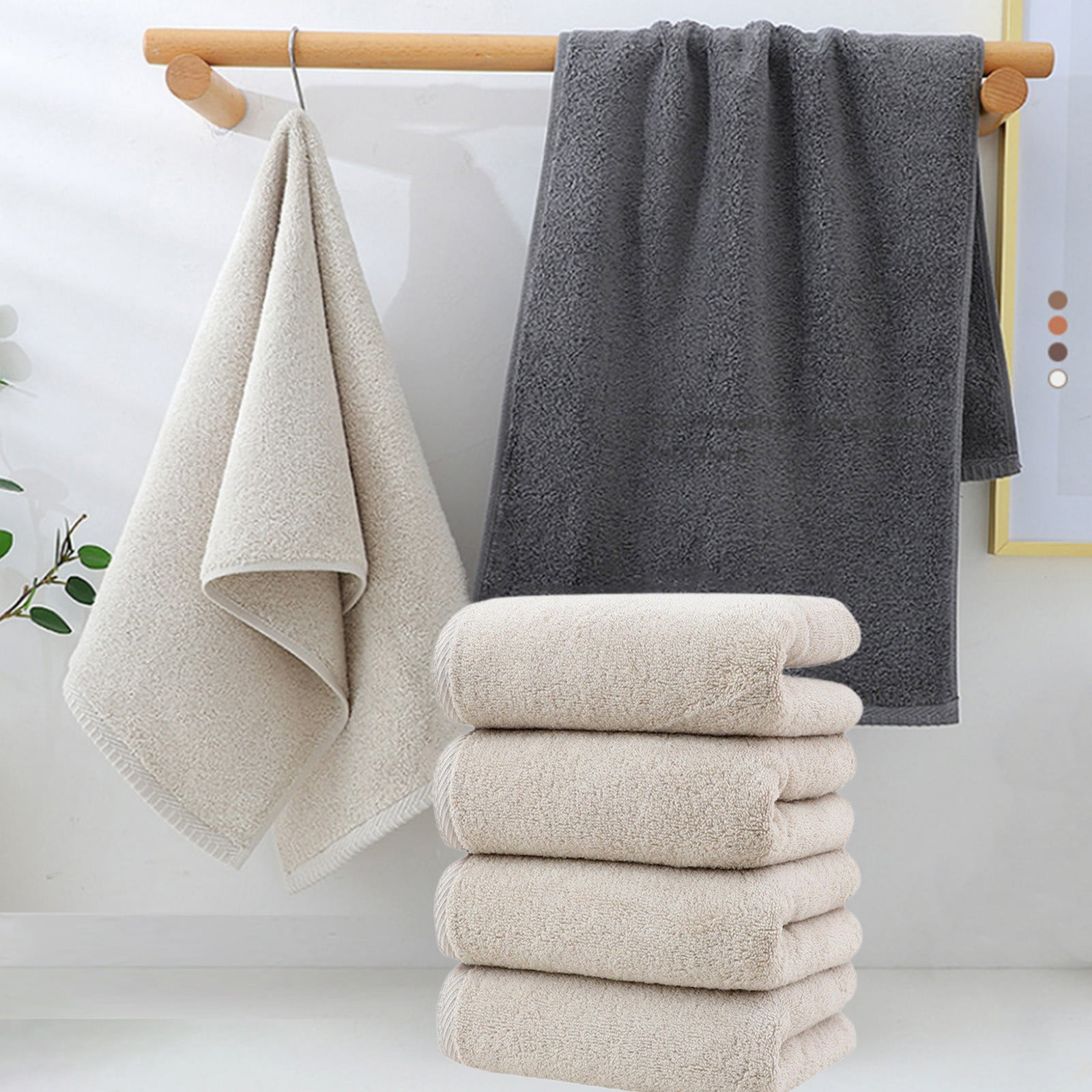 JeashCHAT 4 Pcs Hand Towels Set, Cotton Hand Towel Face Towel Washcloth, Super Soft Highly Absorbent Quick Dry Towels for Bathroom Gym Shower Hotel, 13.8"x30.7", Beige