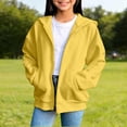 thumbnail image 5 of Girls Zip Up Hoodies, Teen Full-Zip Hooded Sweatshirt Jacket, Casual Fall Long Sleeve Solid Lightweight Outerwear with Pockets Yellow 170, 5 of 6