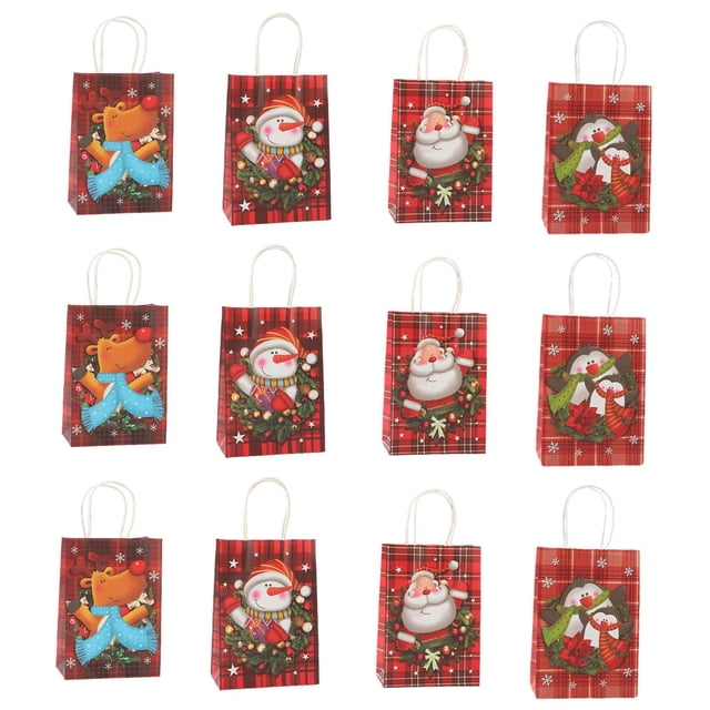 12 bolsas de papel kraft navideñas para galletas y golosinas 255 cm x 125 cm x 33 cm