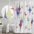 thumbnail image 4 of Red Purple Diamond Shower Curtain, Waterproof Shower Curtains for Bathroom, Modern Geometric Middle Century Retro Washable Fabric Bathtub Curtain Set Bath Decor with 12 Hooks Long 72"x84", 4 of 6
