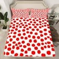 thumbnail image 2 of Feelyou Simple Polka Dot Queen Sheet Sets, Chic Brush Artwork Flat Sheet, White Red Cartoon Queen Fitted Sheet, Ultra Soft Bedroom Decor, 4 Pieces, 2 of 7