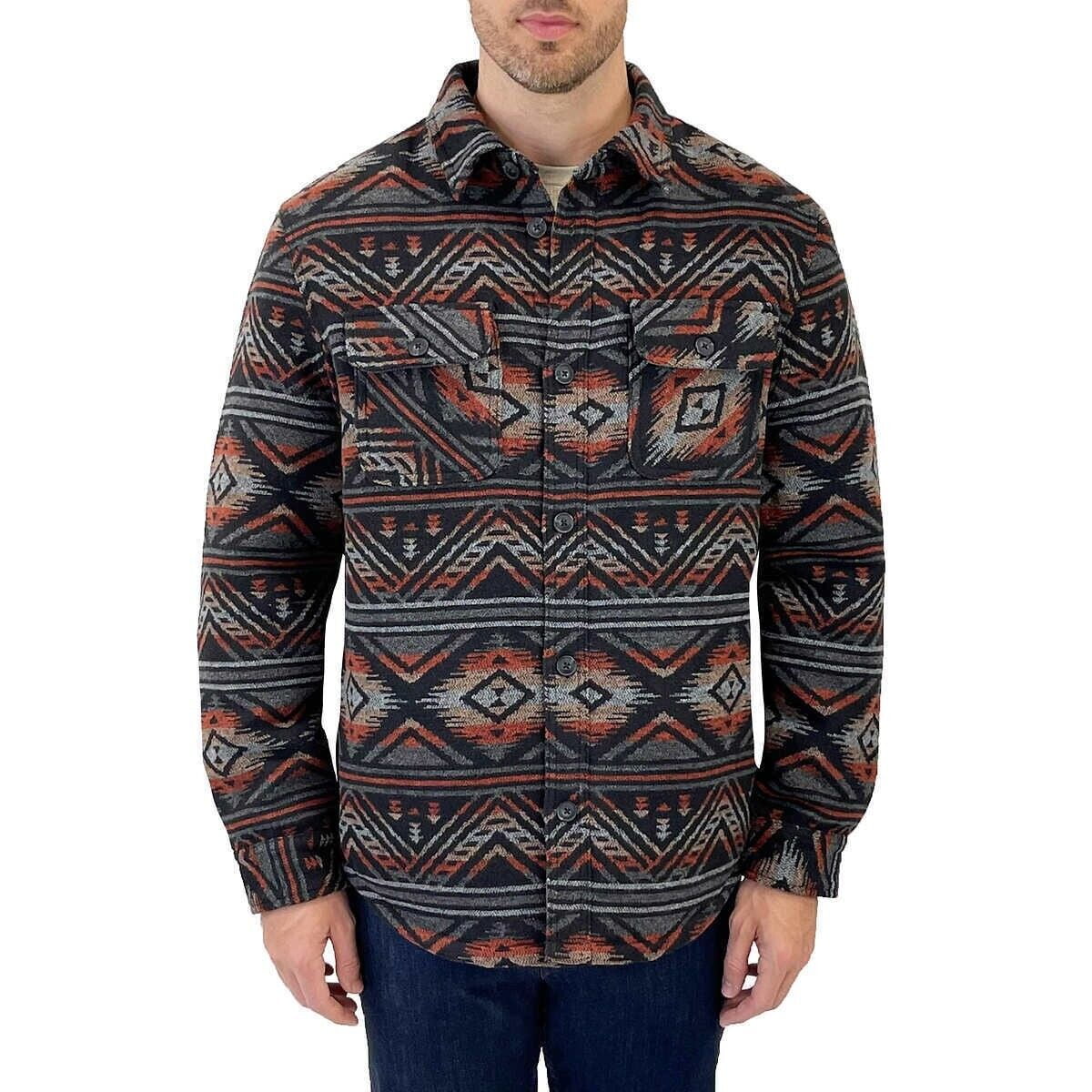 Jachs New York Men's Wool Blend Sherpa Lined Shirt Jacket, Black