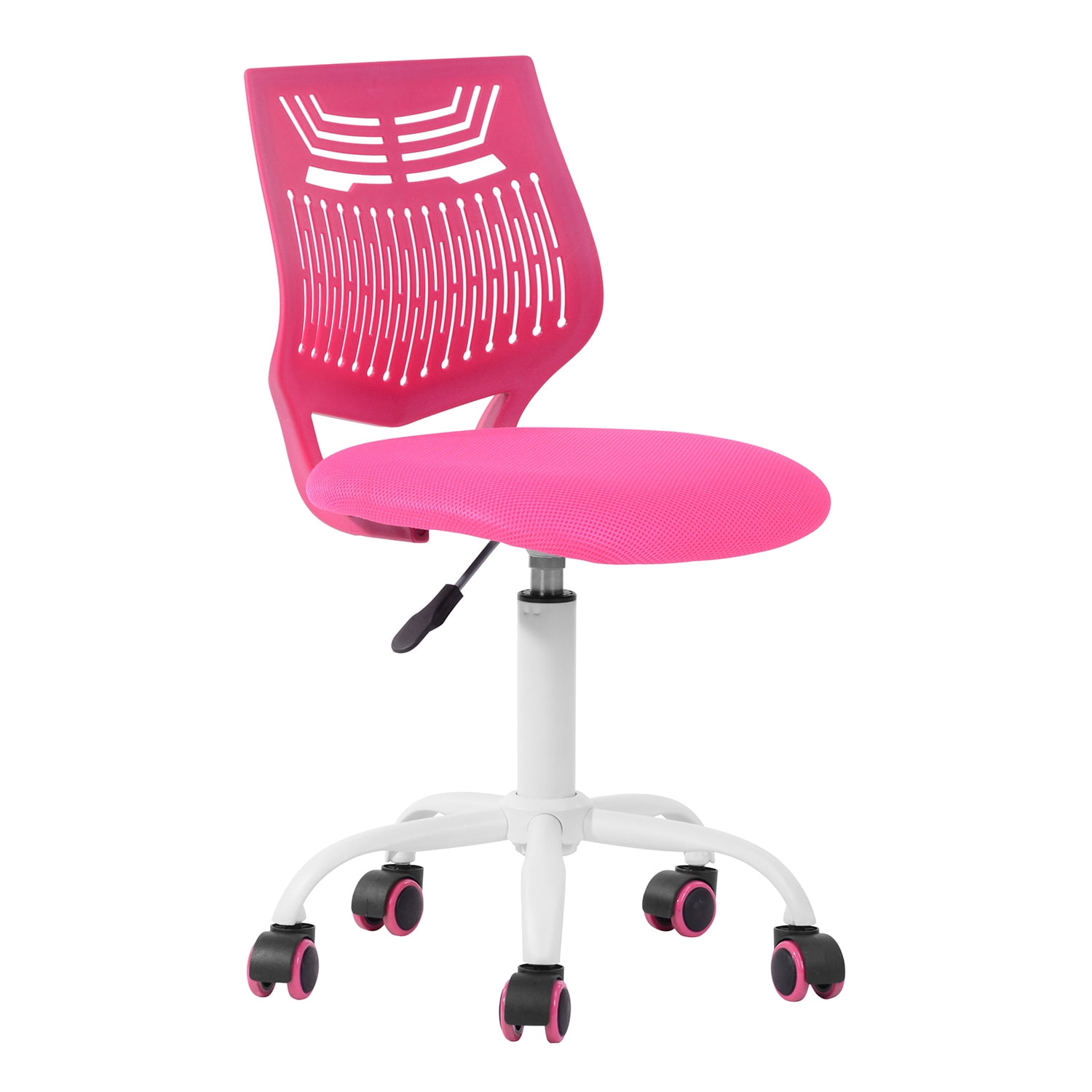 FurnitureR Gaming Chair for Teens, Adjustable Height, Soft Fabric Seat, Breathable Backrest, Rolling Wheels, Rose