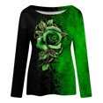 thumbnail image 4 of IROINNID Long Sleeve T-Shirts for Women Home Printing Round Neck Loose T-Shirt Autumn Blouse Pullover Tops,Green, 4 of 5
