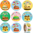 thumbnail image 1 of Pegatinas de cumpleaños JAMW 1 rollo 6 DISEÑOS de tartas 2,5 cm para niños y adultos Sencillez, 1 of 5