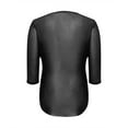thumbnail image 5 of Pxiakgy Dressy Tops for Women Women's Casual Solid Tops Print V Neck Irregular Long Sleeve T Shirt Blouses 3/4 Sleeve Tunic Tops Asymmetric Hem Blouses Lightweight Mesh Shirt Flowy Work Shirts Black L, 5 of 5
