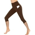 thumbnail image 6 of CheerKidz Women's Workout Capris Pants Fitness Running Yoga Athletic Leggings with Side Pockets Stretch Active Quick Drying Pants(Brown,L), 6 of 9
