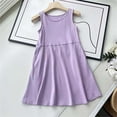 thumbnail image 4 of DHFJKG Dresses Girls Summer Dress Casual Sleeveless Round Neck Elastic Waist A Line Solid Color Dress For Kids Comfortable Breathable Trendy Sundress, 4 of 9