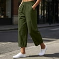 thumbnail image 2 of Cotton Linen Capri Pants for Women Elastic Waisted Straight Leg Pull On Capris with Pockets, 2 of 8