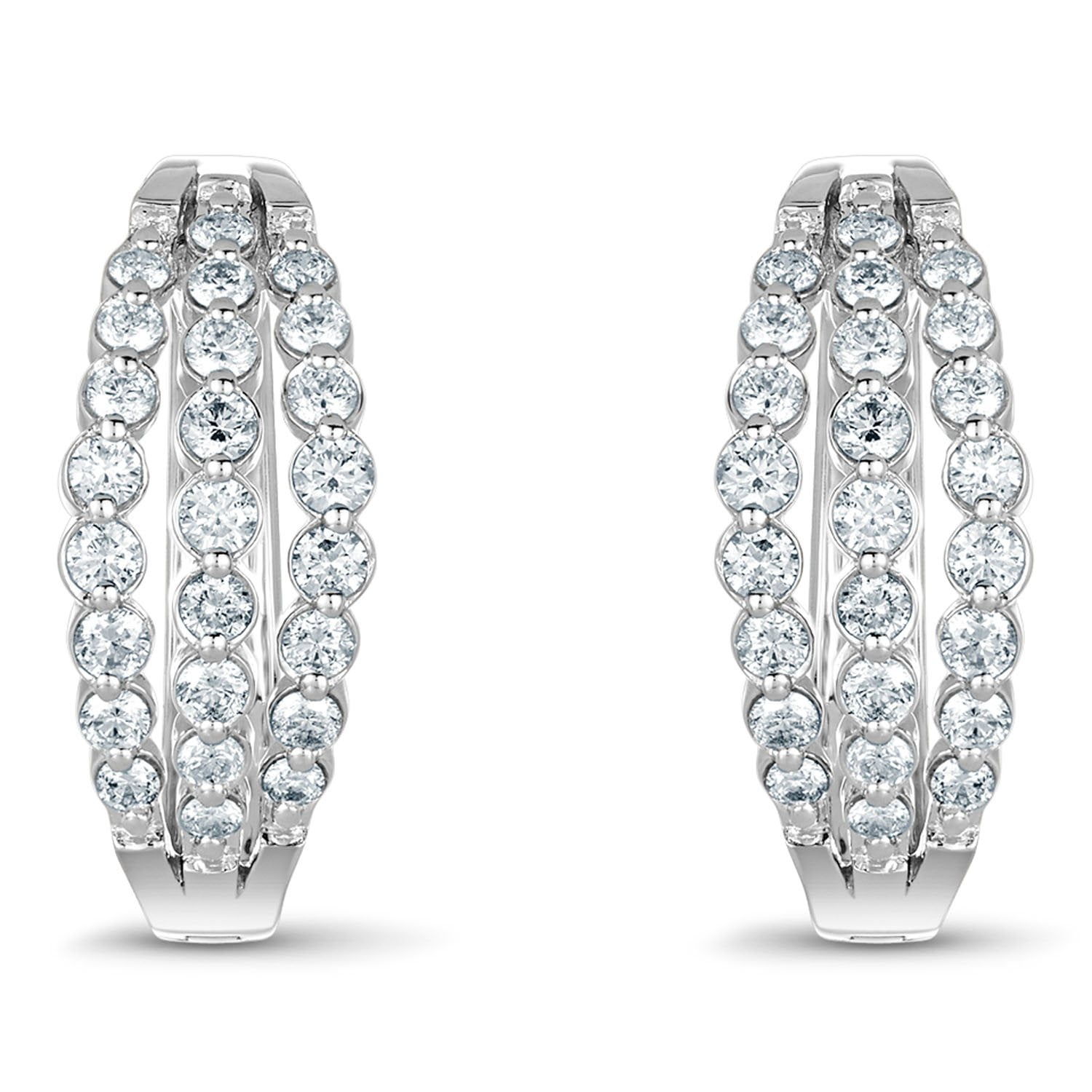みや♡14kgf Diamond Cut Round Hoop Earrings in 14K Two Tone Gold