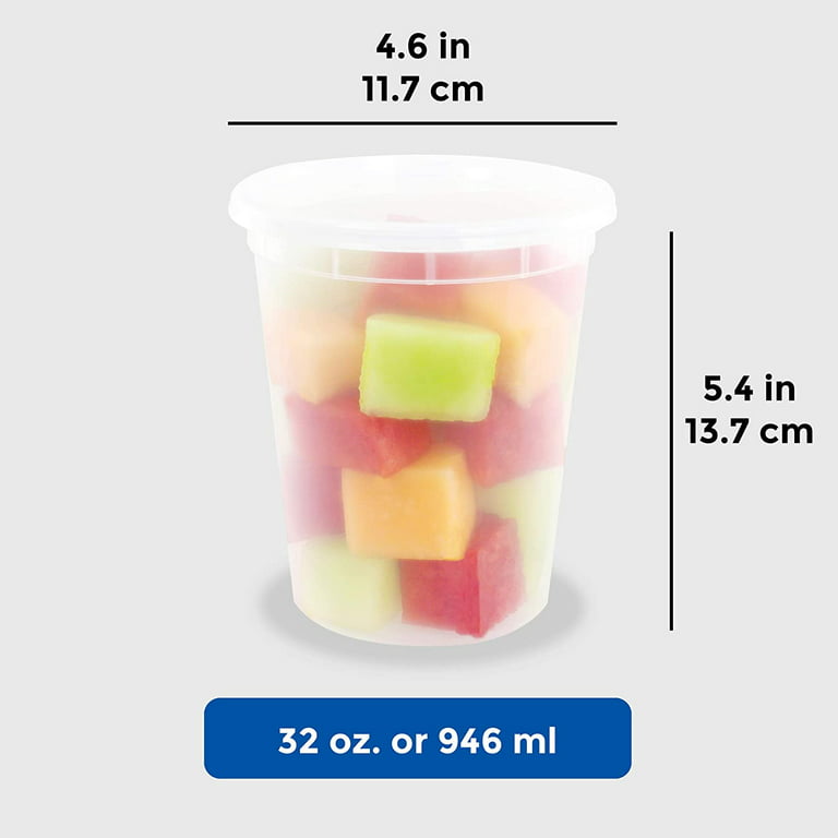 VeZee Deli Containers with Lids 16 oz. Leakproof BPA-Free Plastic Food  Storage Cups Clear Airtight Takeout Container Heavy-Duty, Microwaveable  Freezer