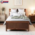 thumbnail image 2 of Hassch Platform Bed, Twin Size Rustic Farmhouse Wooden Bed Frame with Headboard and Footboard, No Box Spring Needed, Walnut, 2 of 9