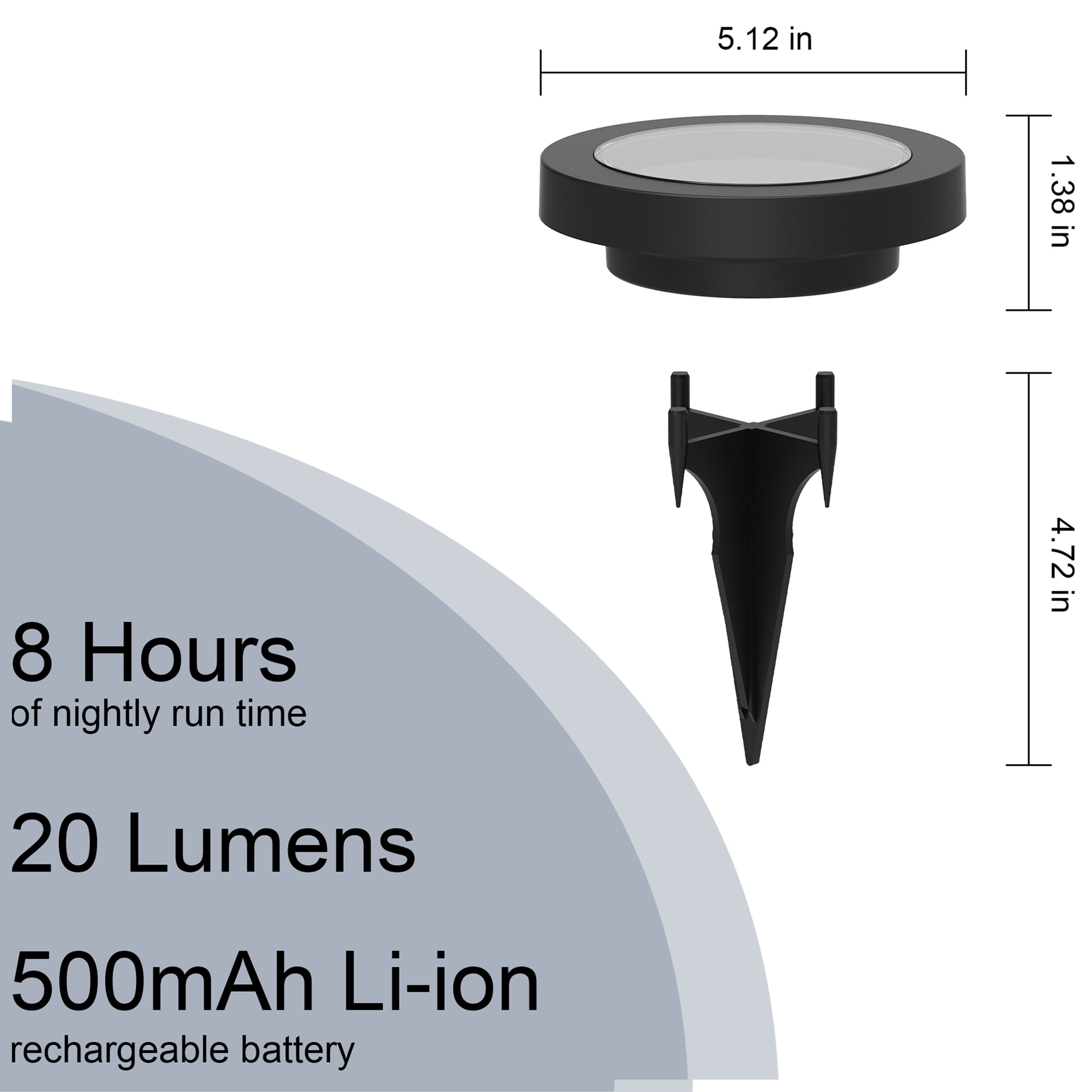 Mainstays Solar Powered Black Landscape Disc Lights with Color Holding LED, 20 Lumens (4 Count)