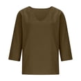 thumbnail image 4 of Tumotour Plus Size Summer Linen Shirts For Women'S Casual 3/4 Sleeve T-Shirt Short Sleeve V-Neck Athletic Workout Going Out Tops, 4 of 7