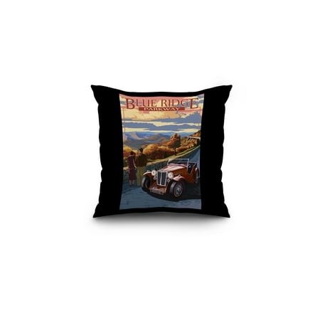 Blue Ridge Parkway, Virginia - Viaduct Scene at Sunset - Lantern Press Artwork (16x16 Spun Polyester Pillow, Black