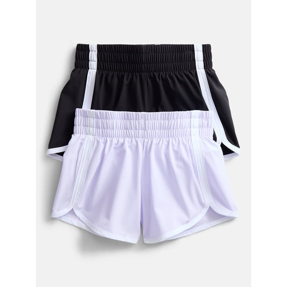 Athletic Works Girls Active Dolphin Shorts, 2-Pack, Sizes 4-18