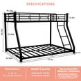 thumbnail image 2 of Harper & Bright Designs Twin Over Full Bunk Bed with Ladder, Metal Bunk Bed Frame with Full-Length Guardrail for Bedroom, Black, 2 of 13