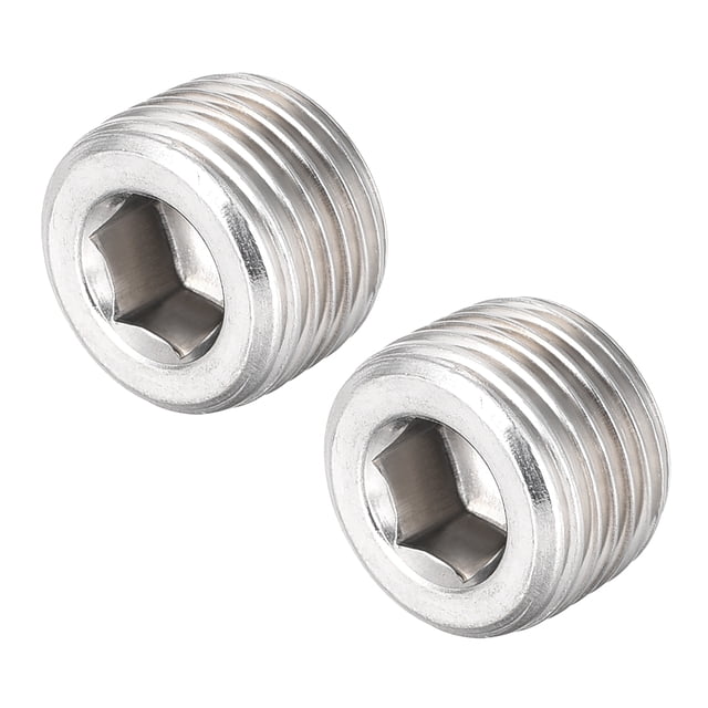 Enchufe hexagonal avellanado - Conector de tubo de acero inoxidable 1/2NPT con rosca macho, adaptador de tubo, 2 piezas
