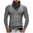 thumbnail image 2 of TAGOLD Mens Tops,Fashion Men Casual Button Long Sleeve Casual Solid Turtleneck Sweater Blouse, 2 of 6
