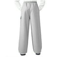 thumbnail image 6 of NAISIBABY Boys Fleece Sweatpants Size 10, Multi-Pockets Straight Leg Elastic Waist Kids Casual Sports Trousers Gray, 6 of 9