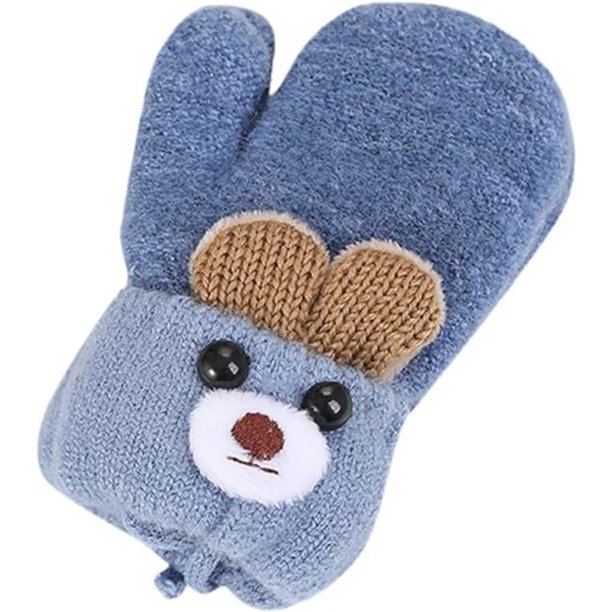 Mitones de lana forma de osito para bebé y niños pequeños