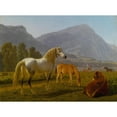 thumbnail image 2 of Johann Jakob Biedermann 18x14 Black Ornate Wood Framed Double Matted Museum Art Print Titled - Alpine Landscape with Horses, 2 of 5