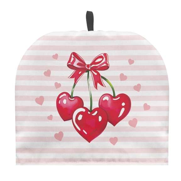 HELLHERO Cherry Hearts Stripe 1Pcs Dust Proof Tea Cozy Insulation Keep Warm Teapot Insulated Cosy