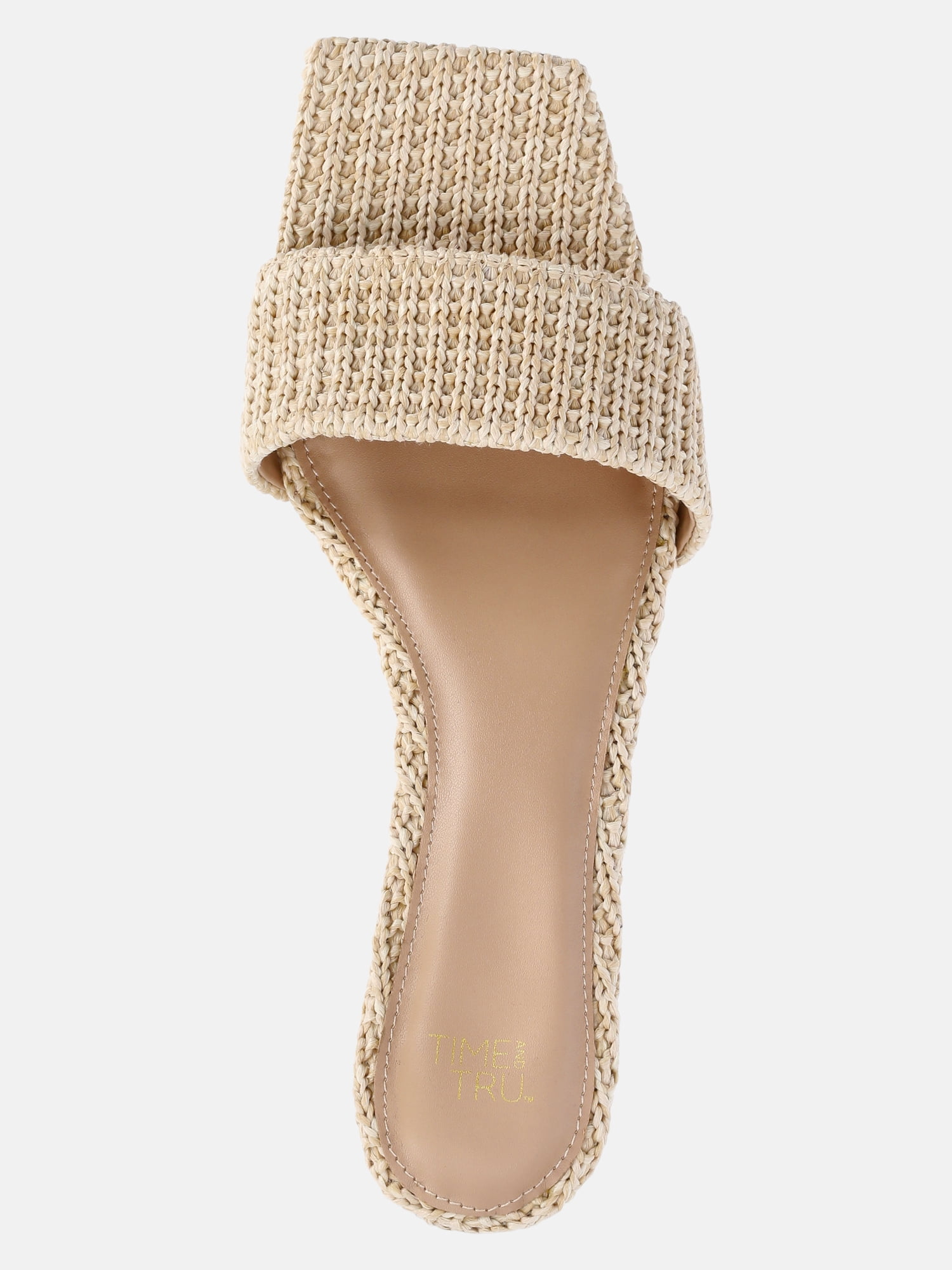 Time and Tru Women's Raffia Kitten Heel Sandals
