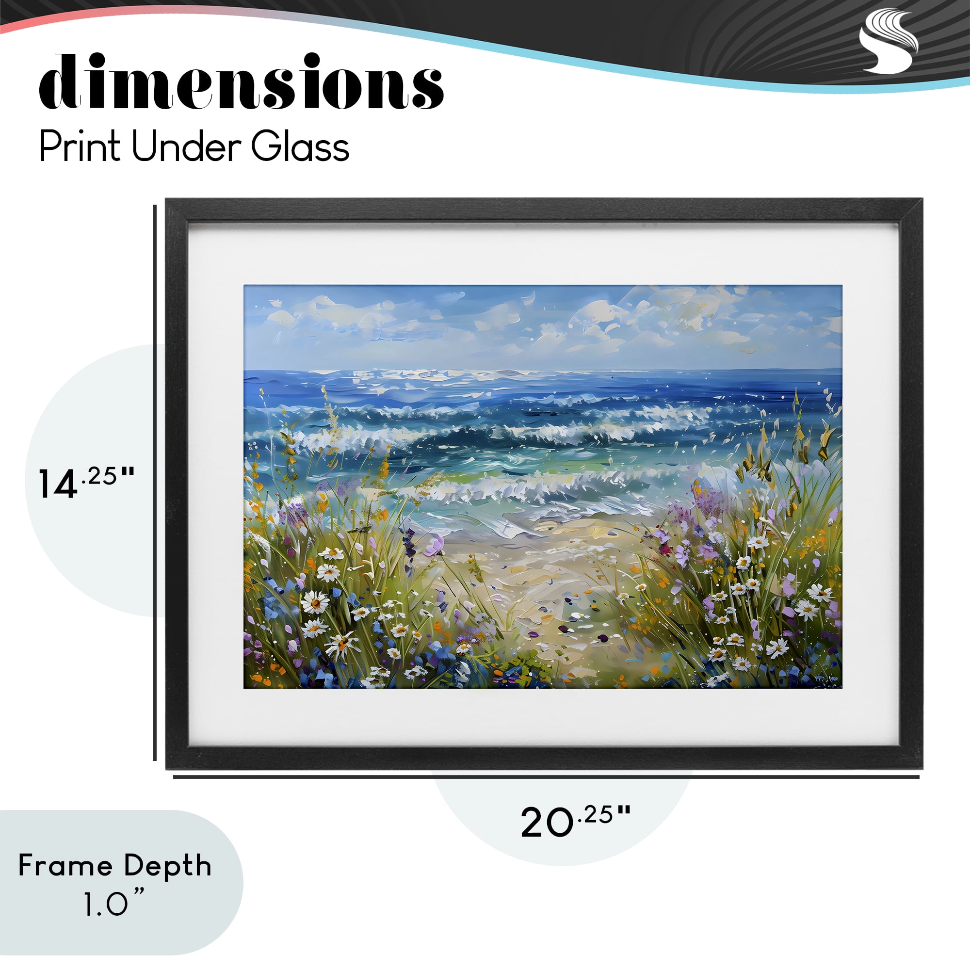 Stupell Industries Floral Beach Meadow by Ocean Black Framed Print Under Glass, design by Creative Studio