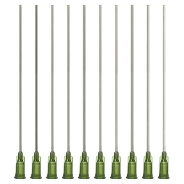 Uxcell 10 Pcs 14G 4 Inch Blunt Tip Dispensing Needles for Refilling Liquid Ink Adhesive, Olive Green