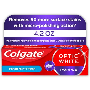 Colgate Optic White Purple Whitening Toothpaste, Mint Paste, 4.2 oz Tube