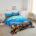 thumbnail image 4 of Erosebridal Sea Turtle Comforter Set Queen Size,Shark Bedding Set,Ocean Animals Fishes Down Comforter,Tortoise Rainbow Coral Duvet Insert,Home Textiles Comforters for Teens, 4 of 5