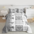 thumbnail image 3 of Manfei Romantic Love Heart Queen Comforter Set for Female, Kawaii Cartoon Bow-tie Bedding Sets, Grey Buffalo Plaid Reversible Bedding Comforter Set, Lightweight Room Decor, 3pcs, 3 of 9