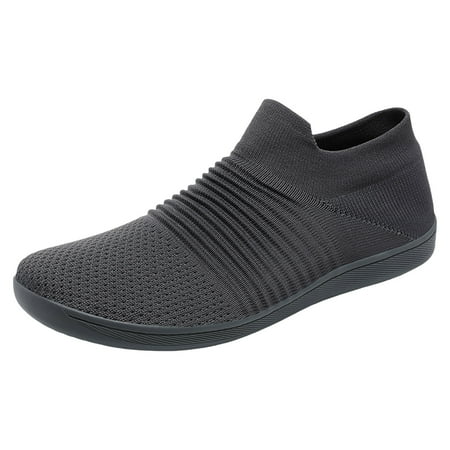 Huesdet Mens Slip On Walking Shoes Lightweight Breathable Non Slip Running Shoes Comfortable FashiOn Sneakers Workout Casual Sports(Grey 8)