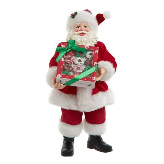 Kurt S. Adler FA0203 10.5 in. Fabriche Santa with Box of Donuts