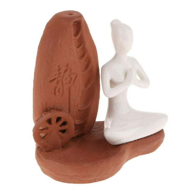 Quemador de para de Yoga de Reflujo de Cerámica Decoración de de Yoga en hogar BLESIY Quemador de incienso de cono de cerámica
