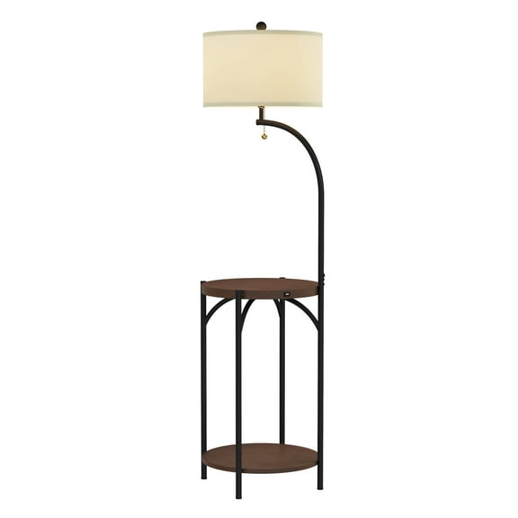 Lavish Home 58-inch Adjustable Floor Lamp with USB Charging Side Table, LED Bulb, and Shade