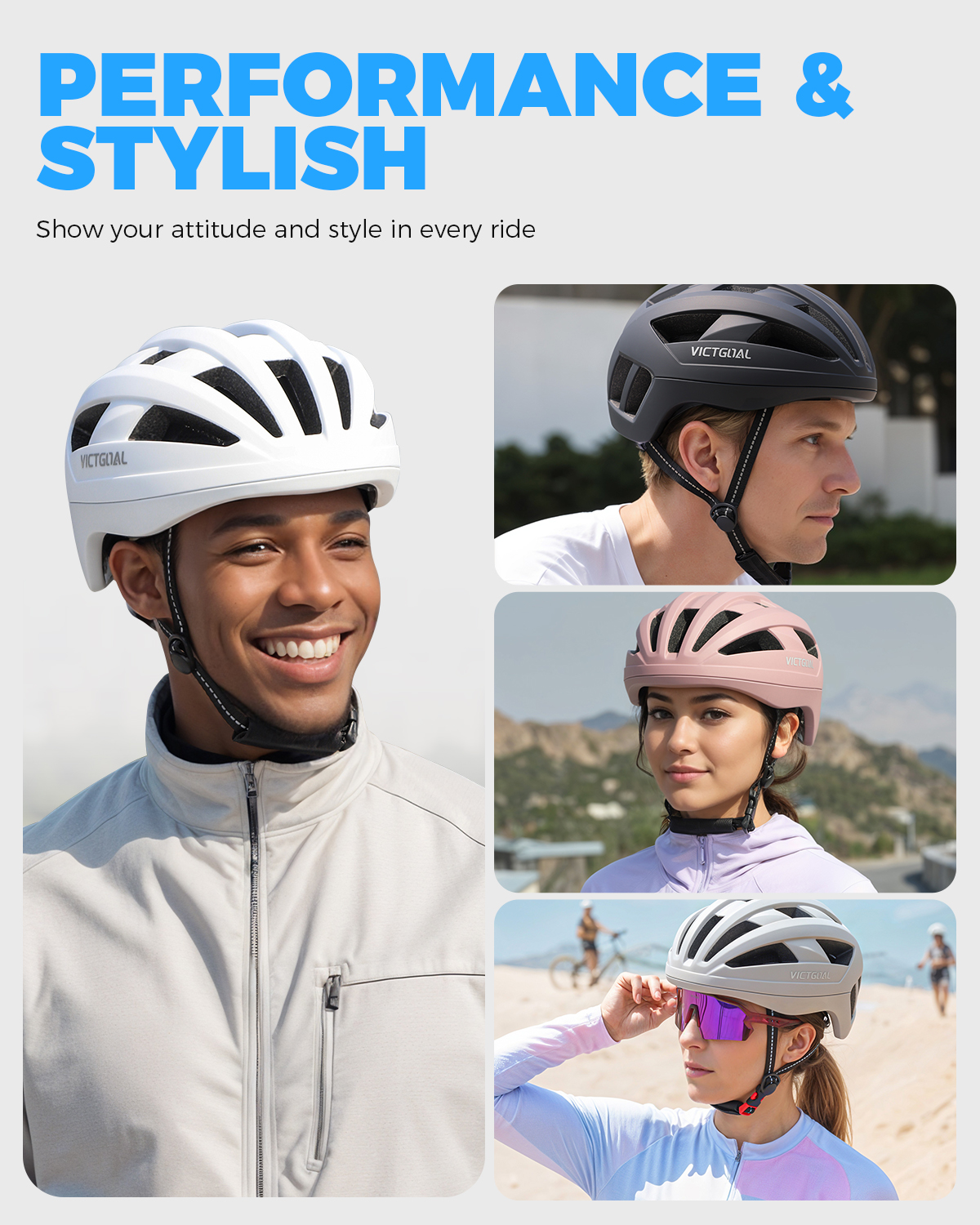 VICTGOAL Road Bike Helmet Adults Men Women Lightweight Adjustable Fit Breathable Bicycle Helmets for MTB Cycling Ebike Scooter