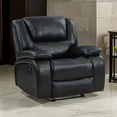 thumbnail image 6 of Mila Manual Glider Recliner Chair- Black Faux Leather- Pillow Top Arms, 6 of 6