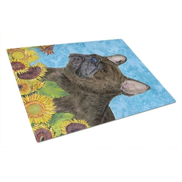 Caroline's Treasures French Bulldog Glass Cutting Board Large