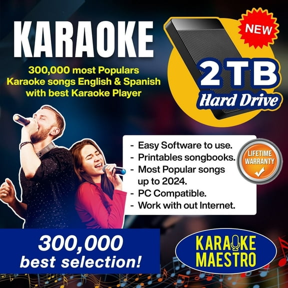 Karaoke English & Spanish 300K Songs in a HD with Professional System Best Software