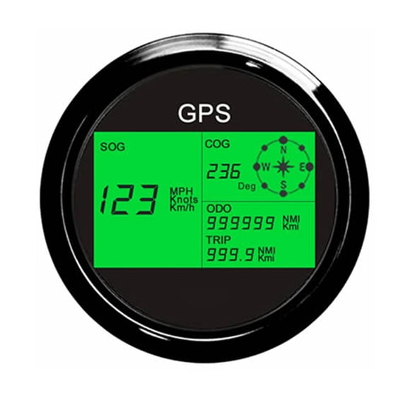 7 Color 85mm GPS Speedometer Backlight Available Digital LCD Odometer Gauge 0~999 MPH Knots Km/h Adjustable For Car Boat 12V 24V ,Universal Compatibility
