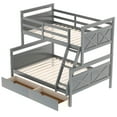 thumbnail image 5 of Euroco Modern Solid Wood Convertible Twin over Full Kids Bunk Bed Frame with Ladder, White, Gray, 5 of 10