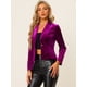 thumbnail image 3 of Chaqueta De Traje De Oficina De Negocios Con Solapa Y 1 Botón De Terciopelo Para Mujer Púrpura XL, 3 of 5