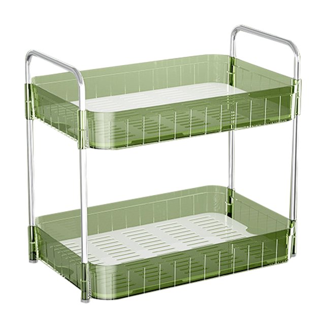 Cup Drying Rack with Drain Tray Countertop Storage Shelf Cup Station Organizer for Home Kitchen Double Layer Green