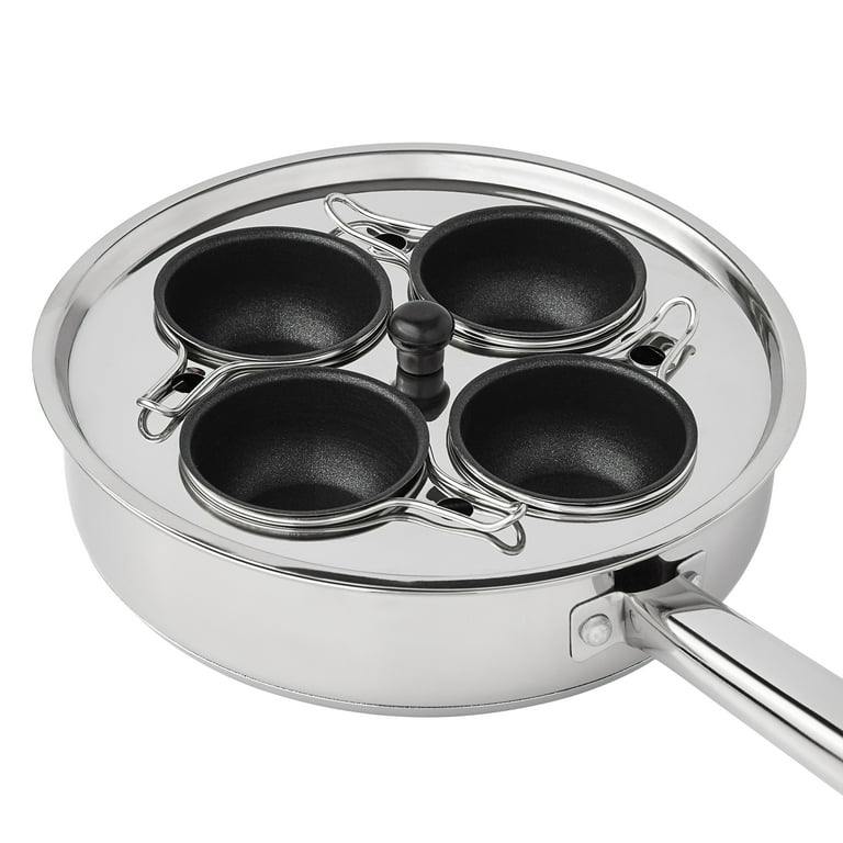 Mainstays Stainless Steel 8 4-Cup Egg Poacher with Glass Lid, Size: 8 inch